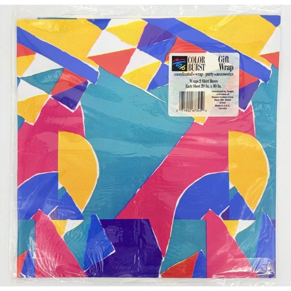 Vintage Color Burst Target Wrapping Paper Gift Wrap Sheets 2 Packages 90s